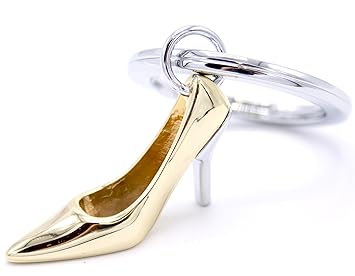 Schlüsselanhänger Shopping mit silber- goldfarben 3D-Anhänger High Heel. Wunderschöner Schlüsselanhänger mit silber-goldfarbe