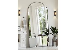 Suidia Full Length Mirror, 71"x32" Floor Standing Mirror Freestanding, Full Body Mirrors with Stand for Bedroom, Hanging Mounted for Living Room Cloakroom, Black, Arched Style