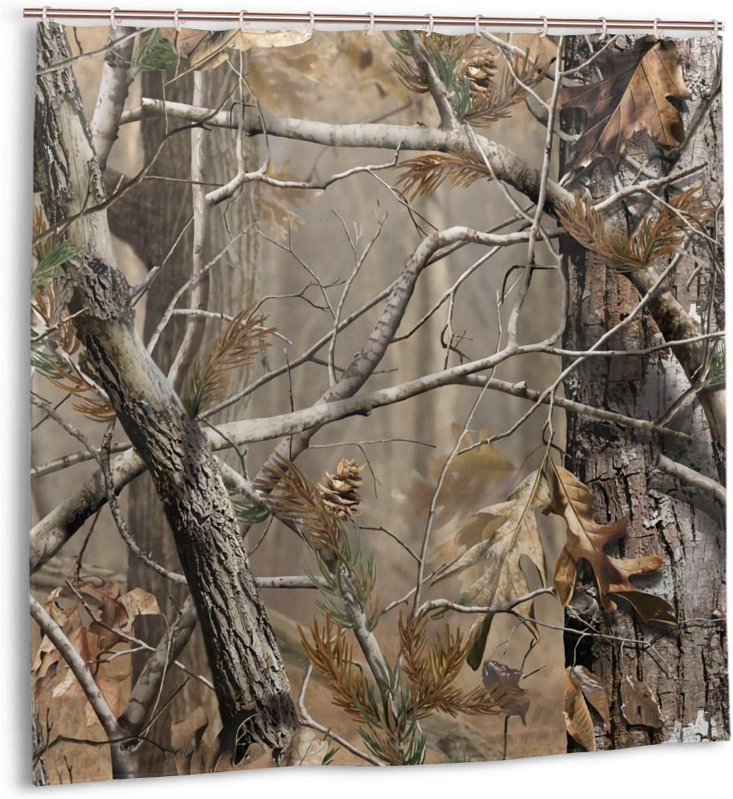 Amazon Com Airmark Shower Curtain For Bathroom Decor Curtains Set Real Tree Camouflage Fabric Bath Curtains With Hooks 72x72in Home Kitchen