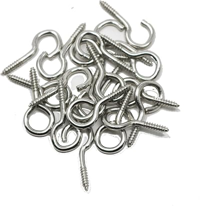 fiXte 25mm Chrome Screws Hooks and Eyes 20 Pack 10 Hooks 10 Eyes
