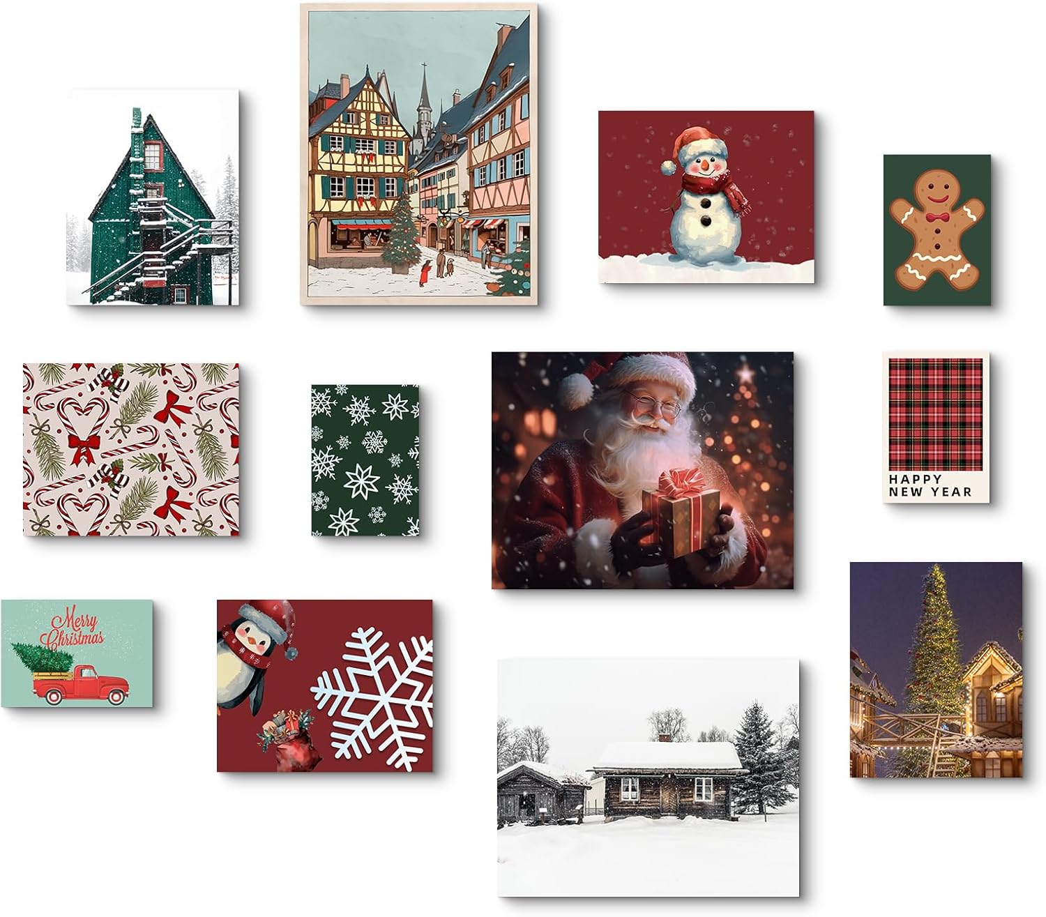 Paintings - VIYYIEA 12Pcs Christmas Wall Art Prints Set Large Aesthetic Xmas Posters Winter Christmas Wall Decor Bedroom Unframed Christmas Home Decor Wall Art Pictures for Living Room Bathroom Gallery