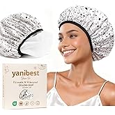 Yanibest Shower Cap Reusable Waterproof - Double Layer Shower Caps for Women, Washable Shower Bonnet with Soft Non-Slip Elastic Band, Bath Hair Hat for Most Hair Types