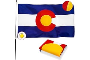 POZOY Deluxe 3x5 ft Colorado State Flag for Outside, Emboridered CO State Flags Longest Lasting, Emboridered Image, Heavy Duty Nylon, Sewn Stripes, Brass Grommets Perfect for Outdoors!