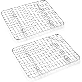 Small Baking Cooling Rack Set of 2, E-far Stainless Steel Toaster Oven Rack for Cooking Roasting Grilling Meat, 8.6&rdquo; x 6.2&rdquo; Metal Bakeable Wire Racks for Cookie Cake Bacon - Dishwasher Safe