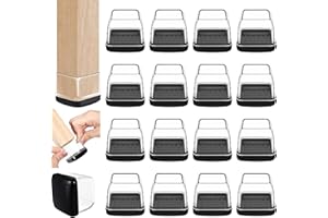 GAGUIUP Chair Sliders for Carpet, 16PCS Furniture Sliders for Carpeted Floors & Hardwood Floors, Square Chair Glide Pads for Quickly and Easily Moving Furniture, Protect Floor(Clear, Fit 1"-1.4")