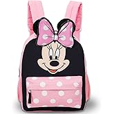 Disney Minnie Mouse Mini Backpack for Toddlers ~ Deluxe 12" Minnie Face Bag with 3D Ears and Bow (Minnie Mouse School Supplies Bundle)