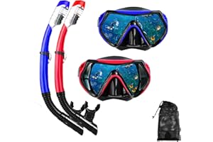 DIPUKI Snorkel mask Snorkeling Set for Adults and Youth, Diving mask and Full Dry Snorkel Swim Googles is Suitable for Snorkeling, Dive Scuba Diving, Swimming