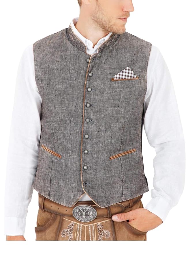 Krüger Weste Platzhirsch (grau), unifarben, Art.-Nr. 91501-44, Herren Trachtenwesten
