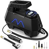 Motorenbau Tire Inflator Portable Air Compressor, 150PSI Tire Air Pump for Car Tires, Car Accessories, Auto Pump 12V DC with Digital Pressure Gauge and LED Light for Motorcycle, Bicycle, Ball-Blue
