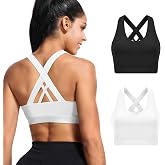 Buauty Sports Bra for Women, Criss Cross Back Medium Support Workout Bras with Removable Cups for Yoga Running Gym