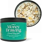 Circe Spell Candle “Money Drawing” Coconut Soy Wax Candle Jar– Premium Hand Poured & Long Burning– Herbs, Crystal & Natural Fragrance Oils- Manifest Wealth, Abundance, & Opportunity - Gift - 8oz