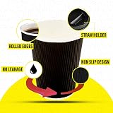 Zuvo 8 oz Takeaway Coffee Cups with Lids Ripple Kraft Pack of 50 Black view 4