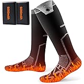 Rechargeable Heated Socks for Men Women: Electric Feet Warmers 5000mAh Battery with 4 Heating Levels - Washable Foot Warmers Sox for Ski Hunting Fishing Outdoor Camping