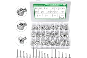 LUKAISEN Self Tapping Screws, 325pcs Self Tapping Screws for Metal-410 Stainless Steel #8#10 Sheet Metal Screws, Hex Washer Head & Wafer TEK Head Self Drilling Screw Assortment Kit for Building and Repair