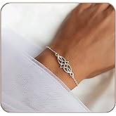 Tooliks Celtic Knot Bracelet - Sterling Silver or Gold Filled, Elvish Minimalist Symbolic Jewelry for Women, 6.5"-7.5" Adjustable