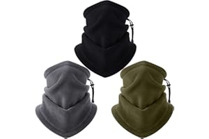 3 Pieces Neck Warmer Gaiter with Adjustable Strap Running Neck Warmer Face Covering Winter Neck Gaiter Thicken Soft Elastic F