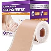 Silicone Scar Sheets, Silicone Scar Tape for Surgical Scars, Keloid Bump Removal Strips for Stretch Marks, C-Section, and Tummy Tuck (60" x 1.6" Roll)