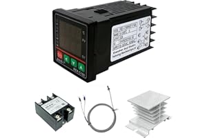EVERDIJ PID Temperature Controller, Digital Display REX-C100 Temperature Controllers Box with Solid State Relay SSR 40DA and K Thermocouple Probe, Universal 100-240V (PID+40DA SSR+Heat Sink+K Sensor)