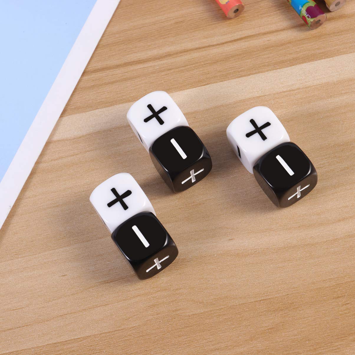 Toyvian Teacher Dice Set Math Operation Calculation Dice Minus Sign Plus Sign Dice Toys for Kids Classroom Teaching Supplies Bar Game Prop 6pcs
