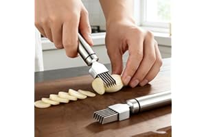 2-Pack Kitchen Vegetable Silk Cutter, Portable Stainless Steel Scallion Slicer, Easy-to-Use Manual Food Shredder for Onion & 