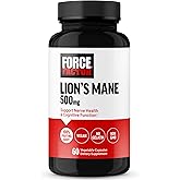 Force Factor Lion’s Mane Supplement Capsules, Memory & Focus Supplement, Supports Nerve Health & Cognitive Function, Made wit