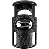 1/4 Inch Black Ellipse Cord Lock Clamp Toggle Stop Slider for Paracord, Bungee Cord, Drawstrings, Accessory Cordage and More (10 Pack)
