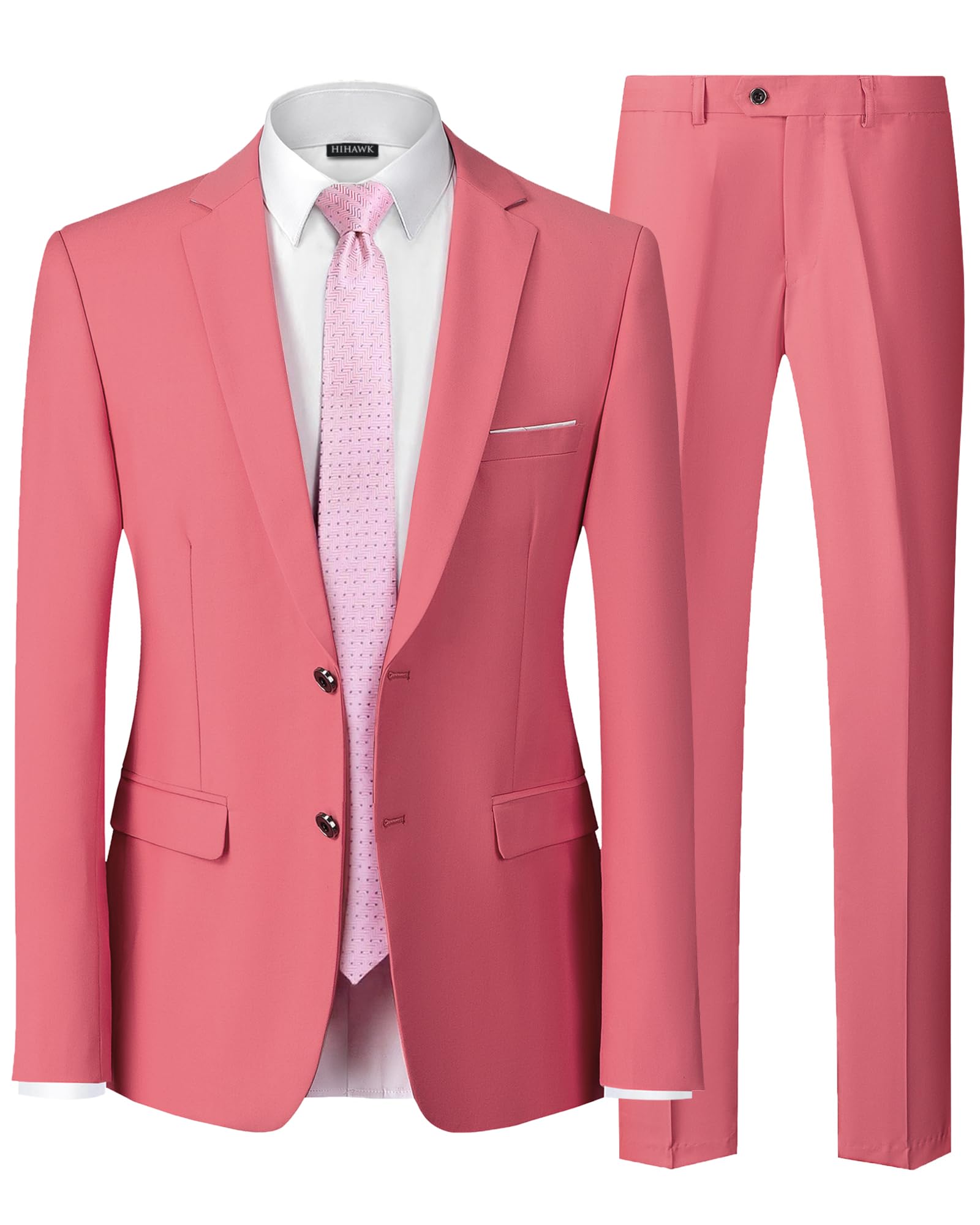 Hihawk Men's 2 Piece Slim Fit Suit with Stretch