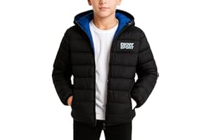 DKNY Boys Puffer Jacket - Midweight Insulated Wind Water Resistant Hooded Puffer Winter Coat - Quilted Winter Jacket for Boys