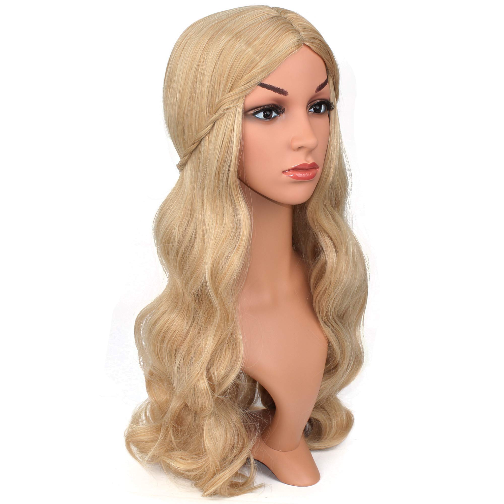 OKVGO Women's Long Curly Blonde Wigs for Fancy Dress Cosplay Costume Party Ladies with Wig Cap