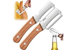 2-in-1 stainless steel vegetable peeler with wooden handle and bottle opener, stainless steel blade, non-slip kitchen fruit peeler（2pcs）