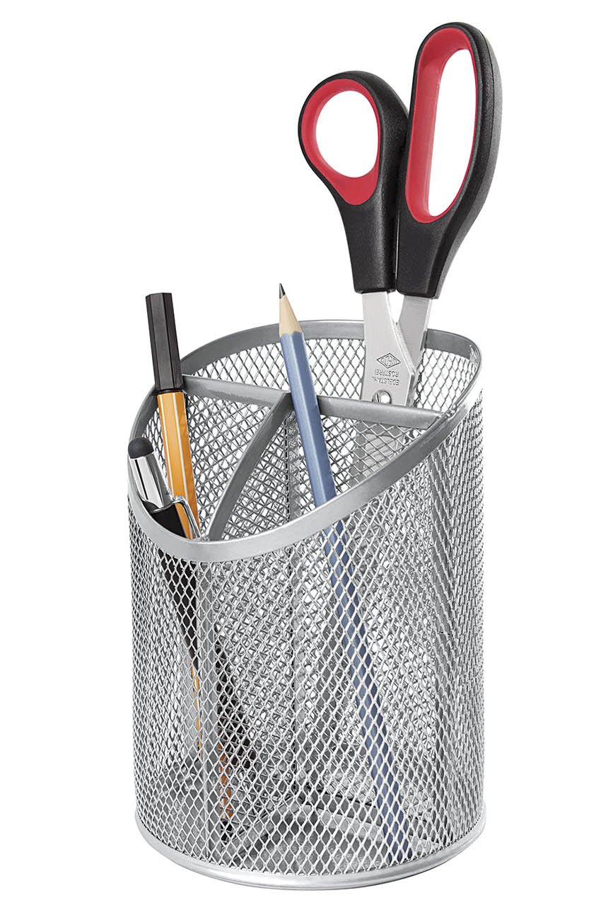 Wedo Butler Office Desk Organiser with 3 Compartments - Powder-Coated Metal Wire 11 x 14.7 cm Silver - 65654