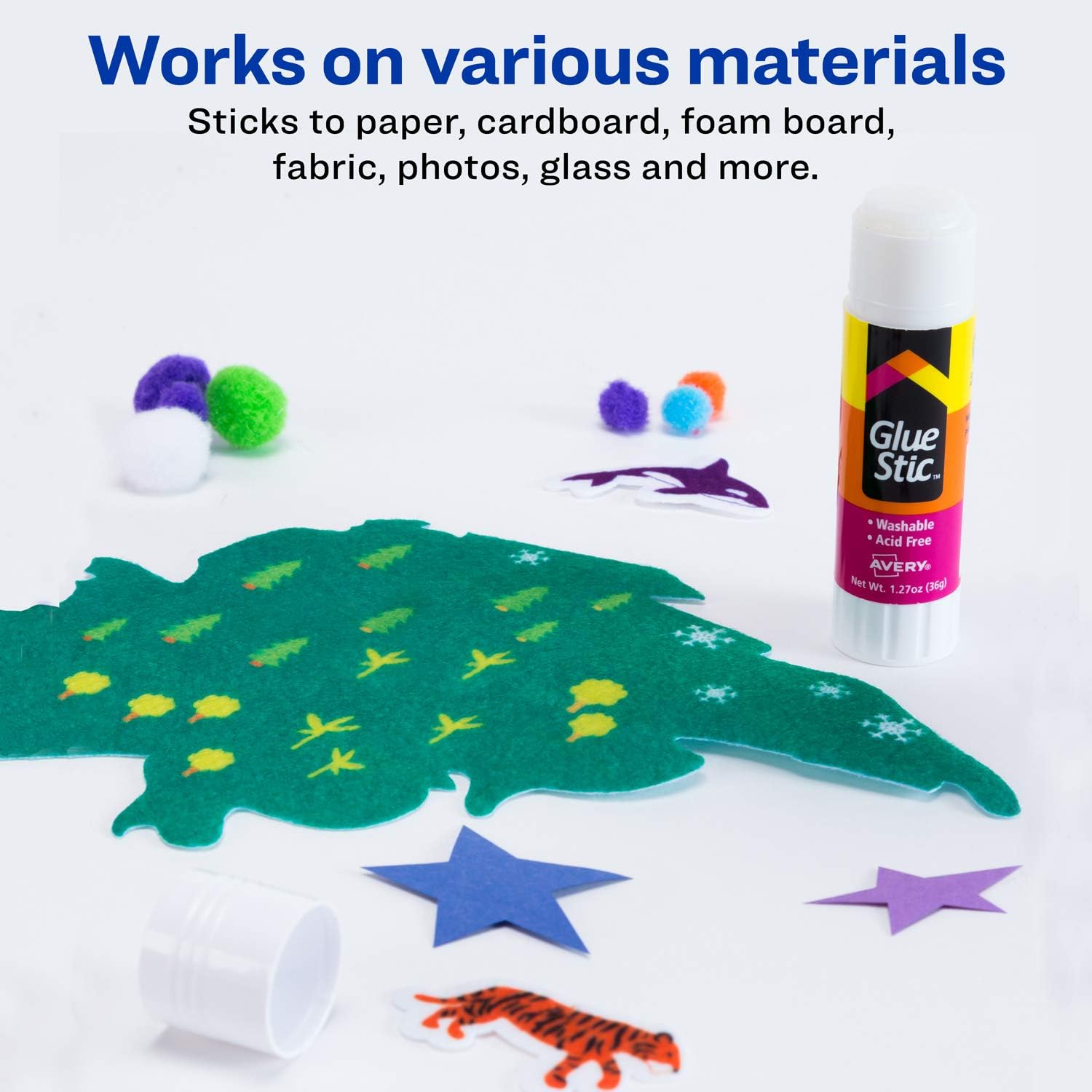 Avery Glue Stick White, Washable, Nontoxic, 1.27 oz. Permanent Glue Stic, 6pk (98073), Clear : Office Products