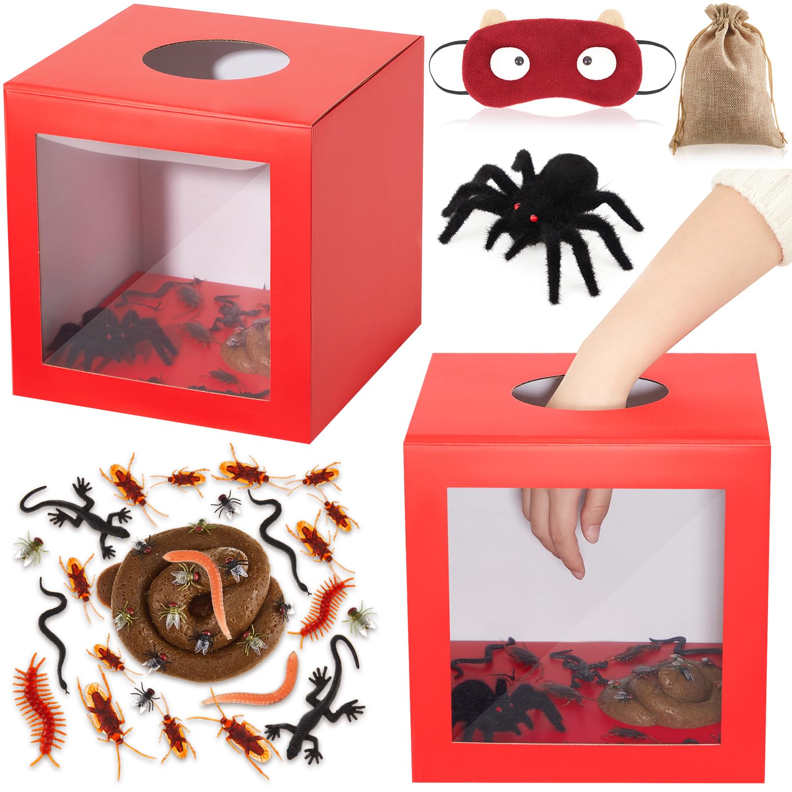Photo 1 of Colingmill What's in The Box Game Set Include Hard Cardboard Fake Bugs Fake Poo Fake Spider for Eyeballs Game Whats in The Box Game Party Favors for Indoors Outdoors Team Party Game
