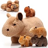 Hollowfly 5 Pcs Capybara Stuffed Animals Capybara Plush Gift for Stuffed Mommy Kids with 4 Cute Babies Inside Soft Plushies for Birthday Party Gifts Operation Christmas(Light Color,Standing Style)