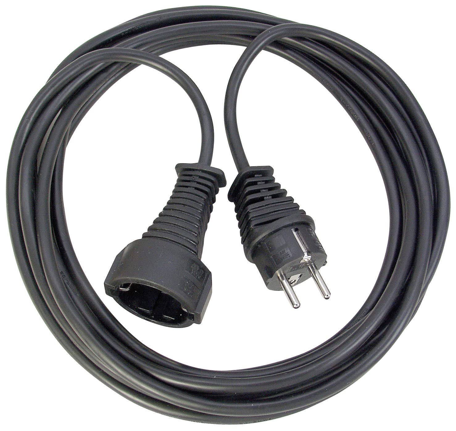 Brennenstuhl Qualitäts-Kunststoff-Verlängerungskabel mit Schutzkontakt-Stecker (Verlängerungskabel für innen mit 2m Kabel) schwarz