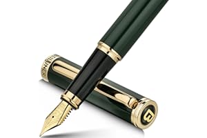 BEILUNER Racing Green Fountain Pen,Stunning Luxury Pens with 24K Gold Finish, Gorgeous 24K Gilded Nib(Medium), Fancy Pen Gift for Men&Women -Ink Converter-Christmas, Office,Fancy,Nice Pen for Writing
