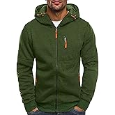 Riskrole Men's Zip Up Fleece Hoodie Lightweight Sweatshirt Long Sleeve Sports Hooded Jacket with Zipper Pockets