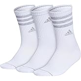 adidas Women's Crew Socks, 3-Stripe Cushioned Socks with Arch Compression, Comfortable, Stylish and Sweat-Wicking, 3-Pack