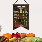 Happy Kwanzaa Hanging Banner - Kinara Candle & African Heritage Decor for Home, Wall & Door - for African American Heritage Holiday Party & Celebration 12x19 Inch