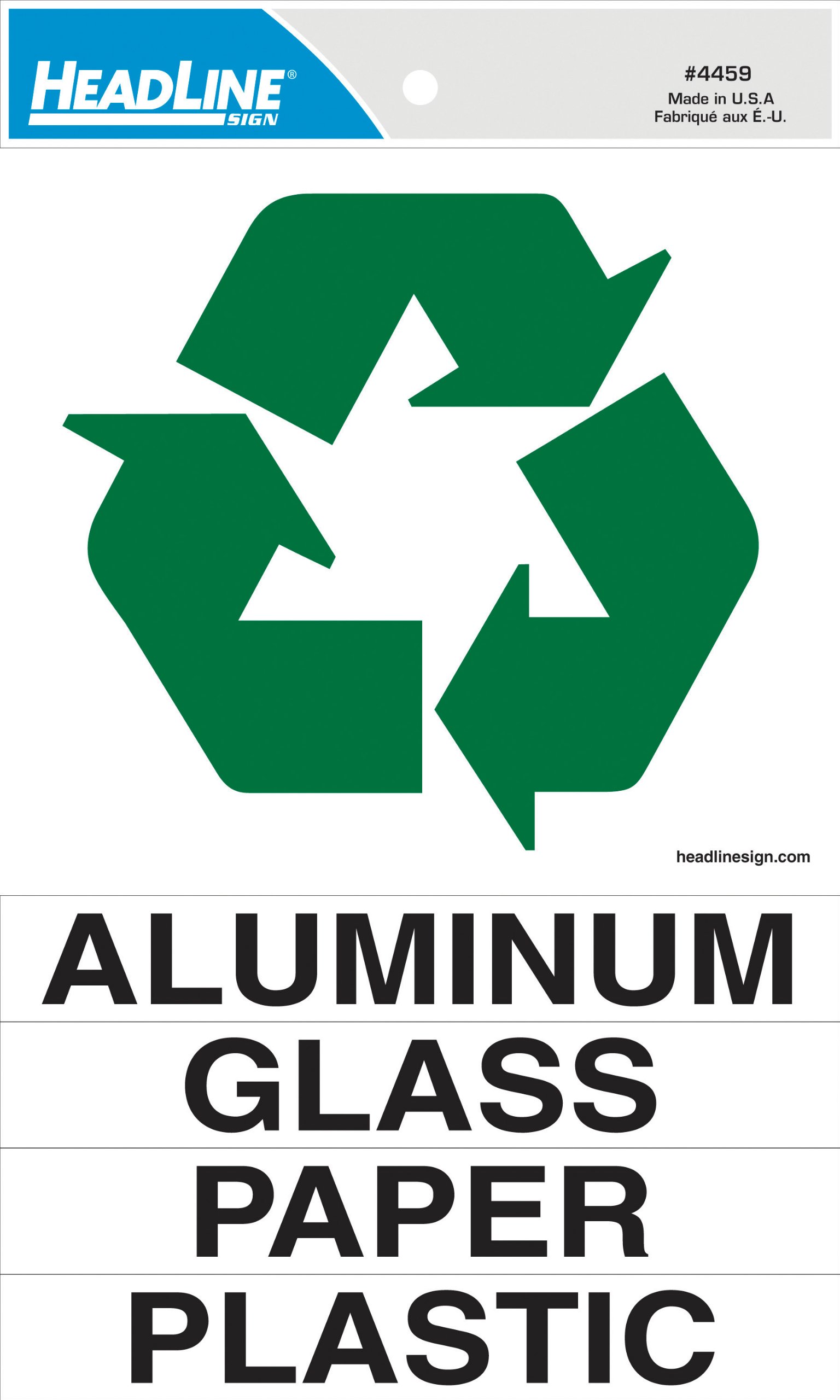 Headline Sign 4459 Self-Stick Recycle Sign with Labels, 6 x 10 Inches (4459)