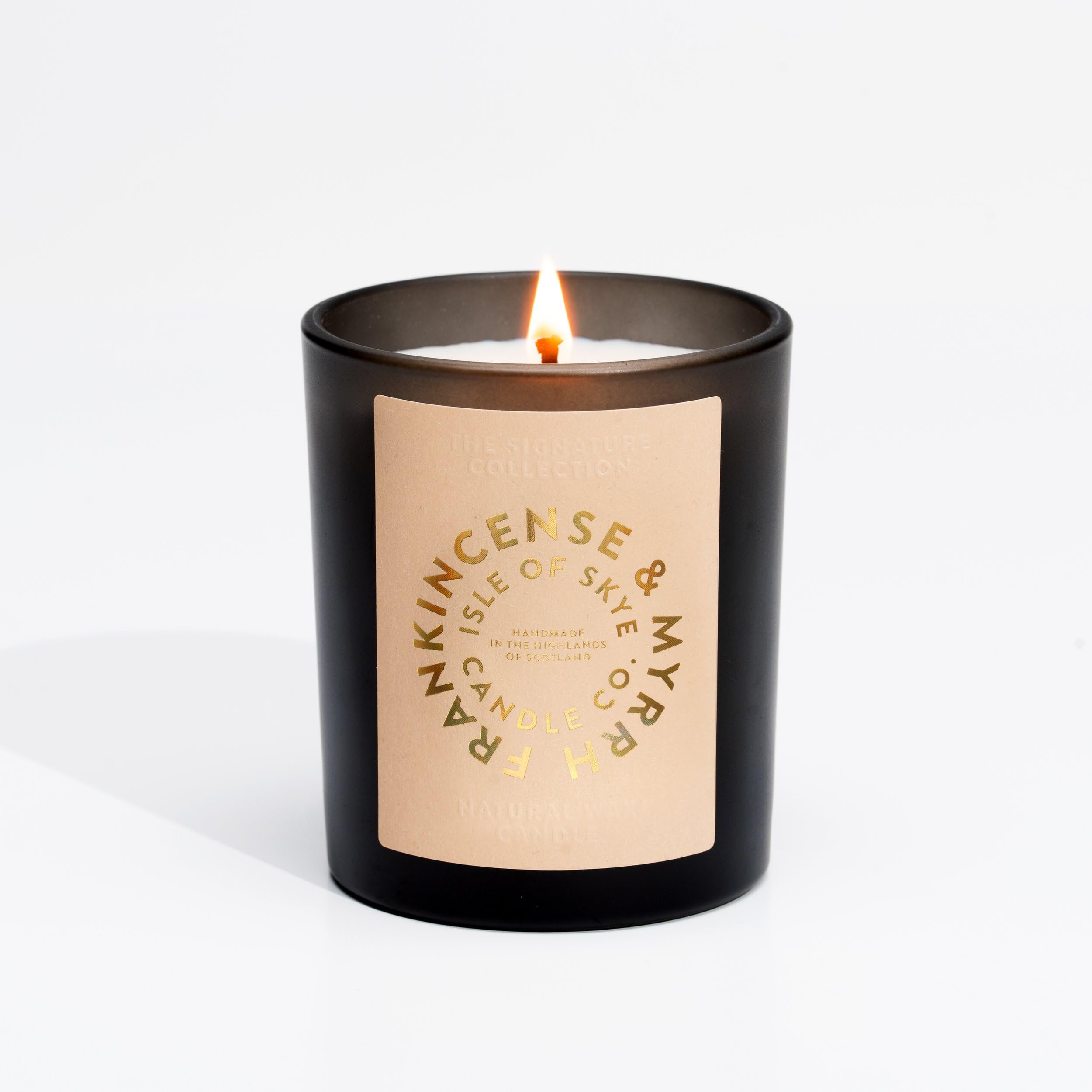 Isle of Skye Candle Company Frankincense & Myrrh Scented Black Tumbler | Natural Soy Wax Candle | Handmade in Scotland | Premium Scented Candle | Elegant Black Jar | 45 Hours Burn Time