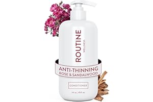 Routine Wellness Anti-Thinning Deep Conditioner for Thinning Hair - DHT Blocker for Hair Loss in Men & Women - Promotes Healthy Hair - Rose & Sandalwood 14oz