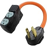AC WORKS 4-Prong 220-Volt Plug to 120-Volt 15/ 20Amp Household Female Adapter Cord (4-Prong 14-50 Outlet to (4) Household W/B