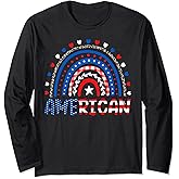 American Flag Rainbow 4th Of July Patriotic Kids Boys Girls Long Sleeve T-Shirt