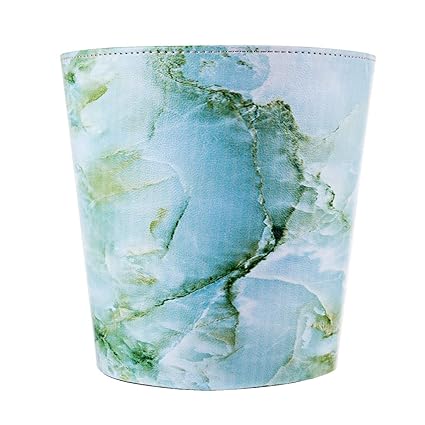 Ruiyif Deskside Wastebasket Farmhouse Decorative Trash Can Without Lid Pu Leather Waste Bin Bathroom Kitchen Office Bedroom Garbage Can For Kids Room