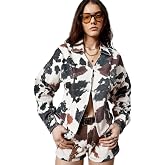 Nasty Gal Women's Cow Print Denim Corset Shirt