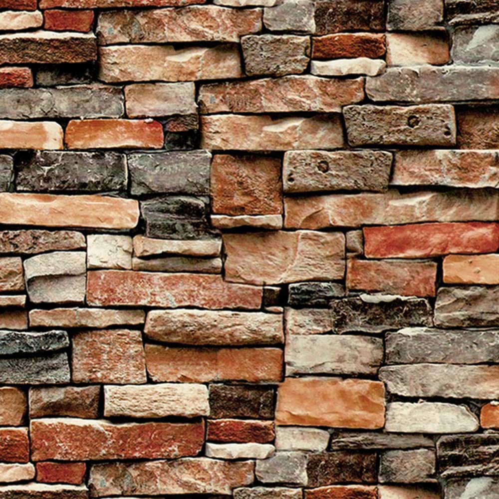 Ohmywor Peel and Stick Wallpaper Brick Wallpaper Self Adhesive Red Brick Effect Vinyl Wall Paper for Living Room Bedroom Home Decor