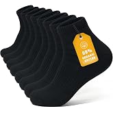 Brula Mens 98% Cotton Cushioned Ankle Athletic Socks | Seamless Soft Breathable Moisture-wicking Sport Quater Socks