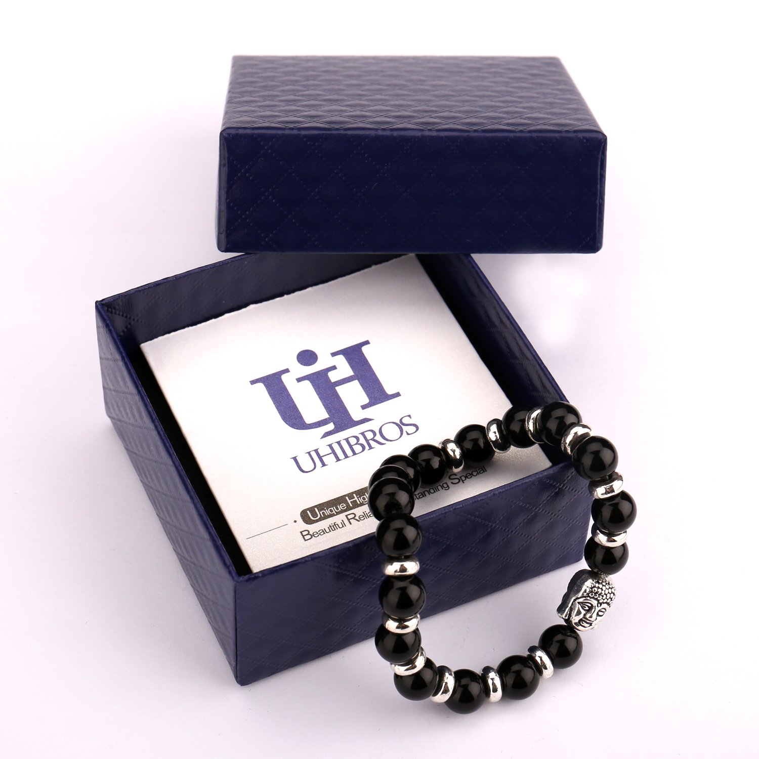 Bead Bracelets,UHIBROS Unisex Natural Tiger Eyes, Black Matte, Weathering Agate Beads Stretch Bracelets With Leopard Head Gold,Silver