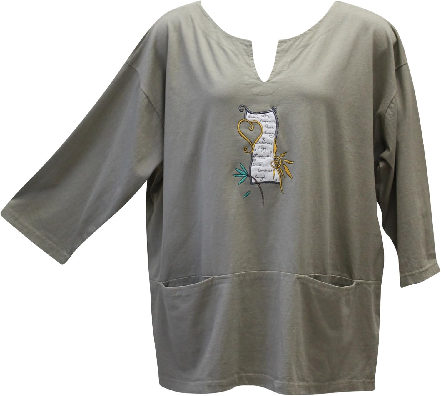 Liz and Jane Women's Message Oversized Two Pocket Cotton Tunic TShirt